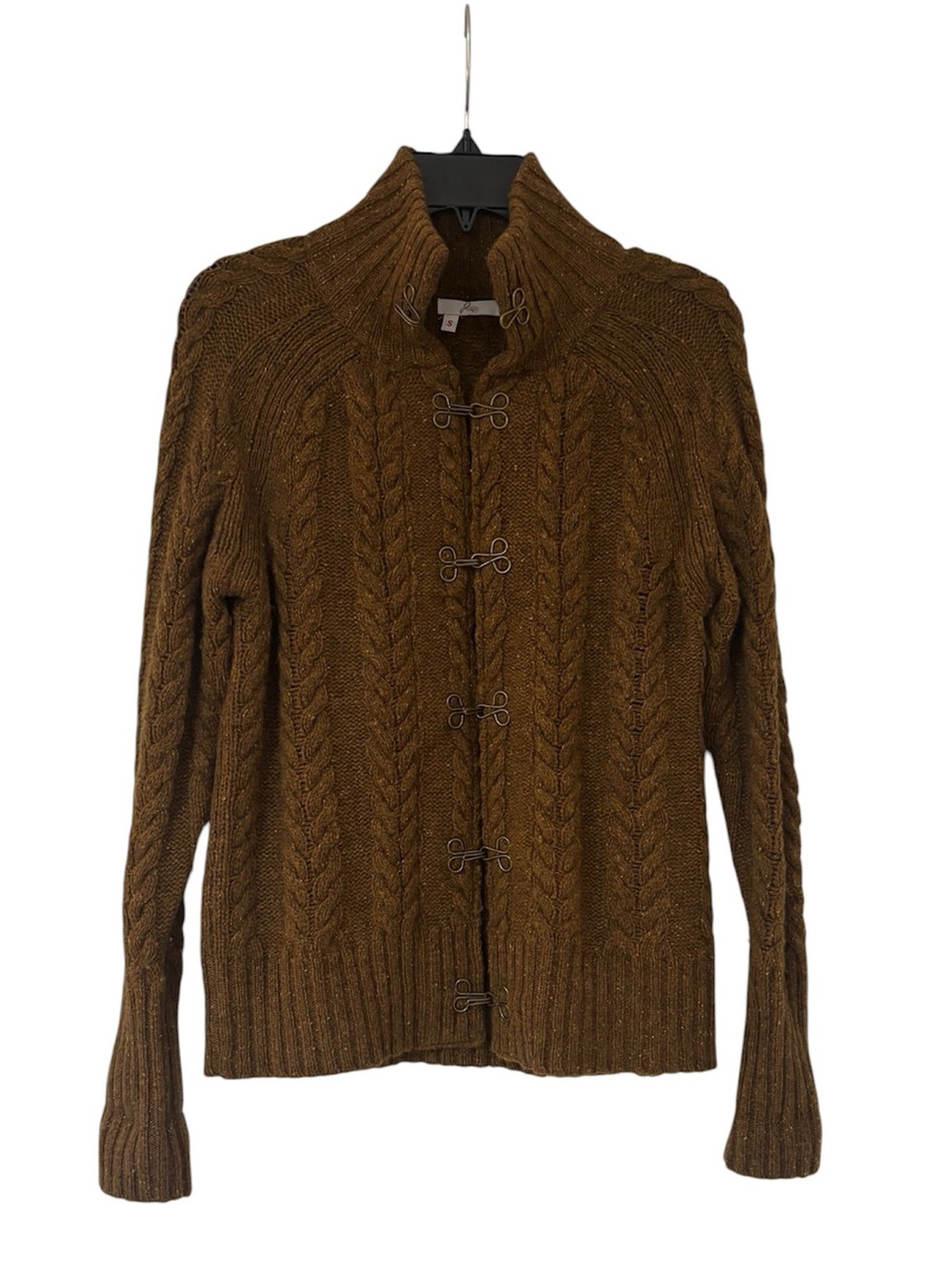 JOIE 100% Cashmere Brown Cable Knit Toggle Cardigan